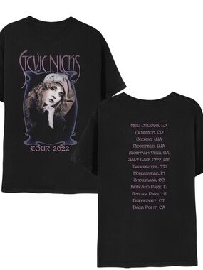 Stevie Nicks 2022 Tour Graphic Concert Tee Black Cotton XL Vintage Graphic Rock